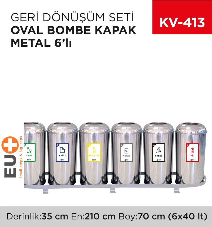 GERİ DÖNÜŞÜM SETİ OVAL BOMBE KAPAK METAL 6LI