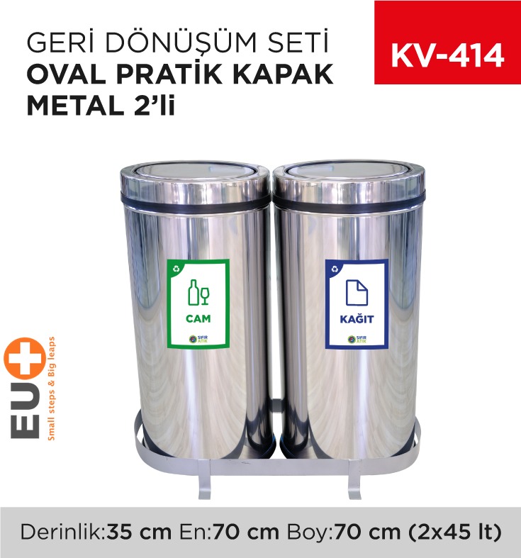 GERİ DÖNÜŞÜM SETİ OVAL PRATİK KAPAK METAL 2Lİ