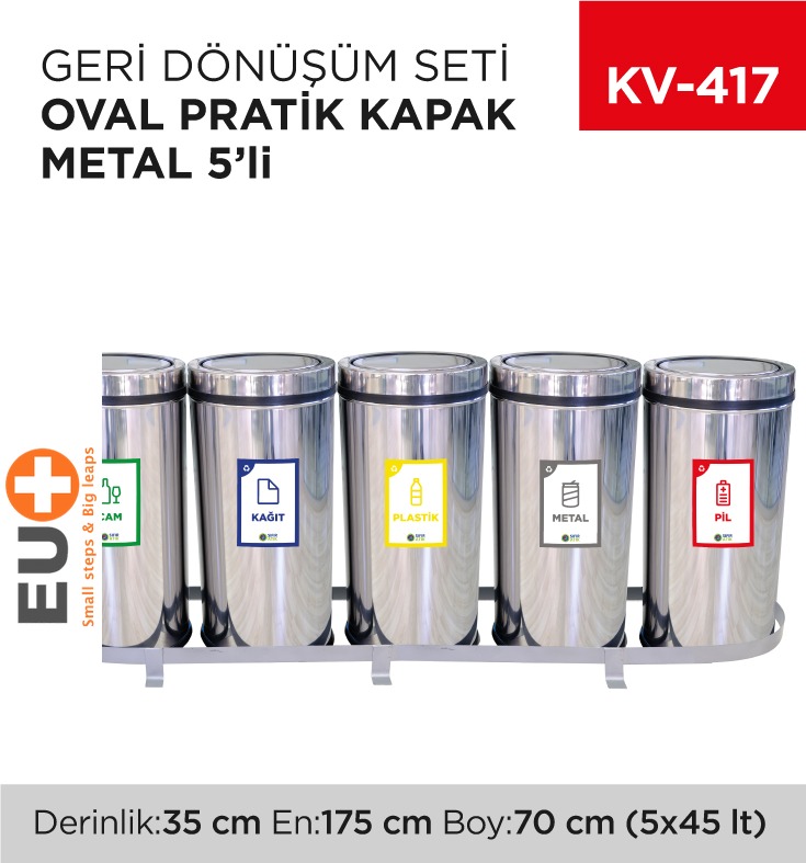 GERİ DÖNÜŞÜM SETİ OVAL PRATİK KAPAK METAL 5Lİ