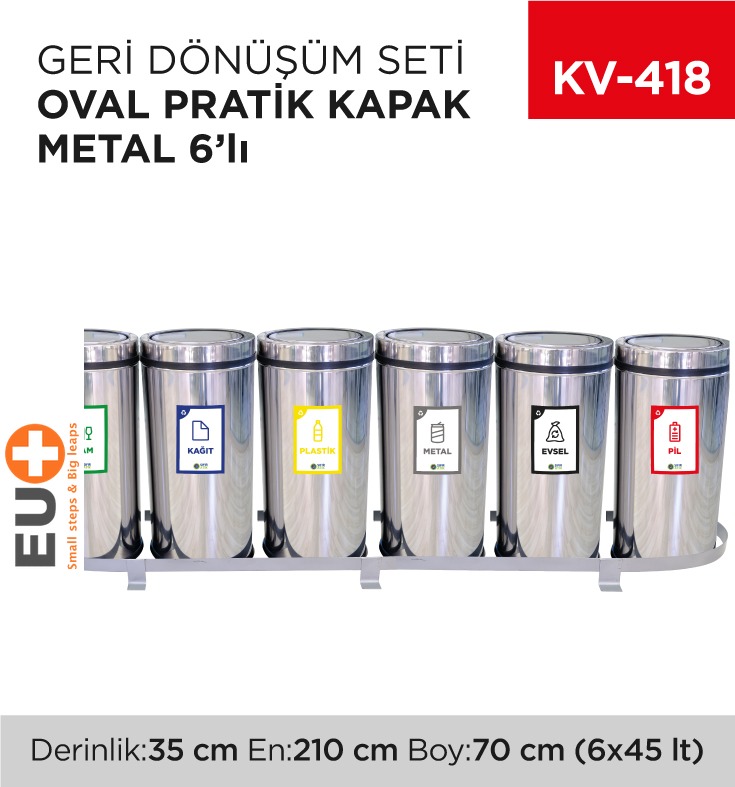 GERİ DÖNÜŞÜM SETİ OVAL PRATİK KAPAK METAL 6LI