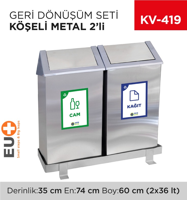 GERİ DÖNÜŞÜM SETİ KÖŞELİ METAL 2Lİ