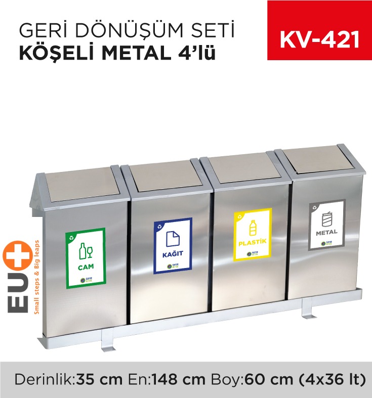 GERİ DÖNÜŞÜM SETİ KÖŞELİ METAL 4LÜ