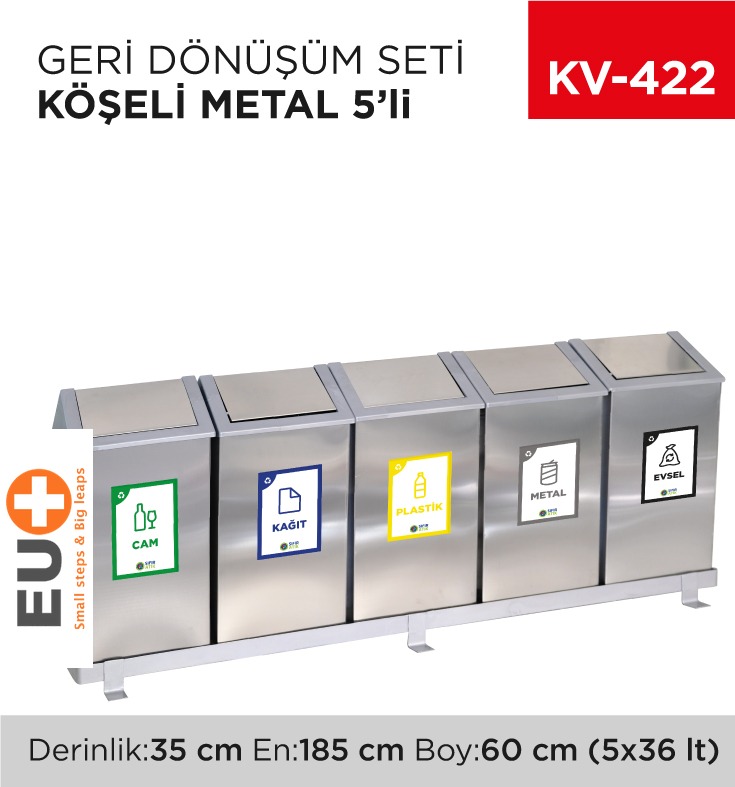 GERİ DÖNÜŞÜM SETİ KÖŞELİ METAL 5Lİ