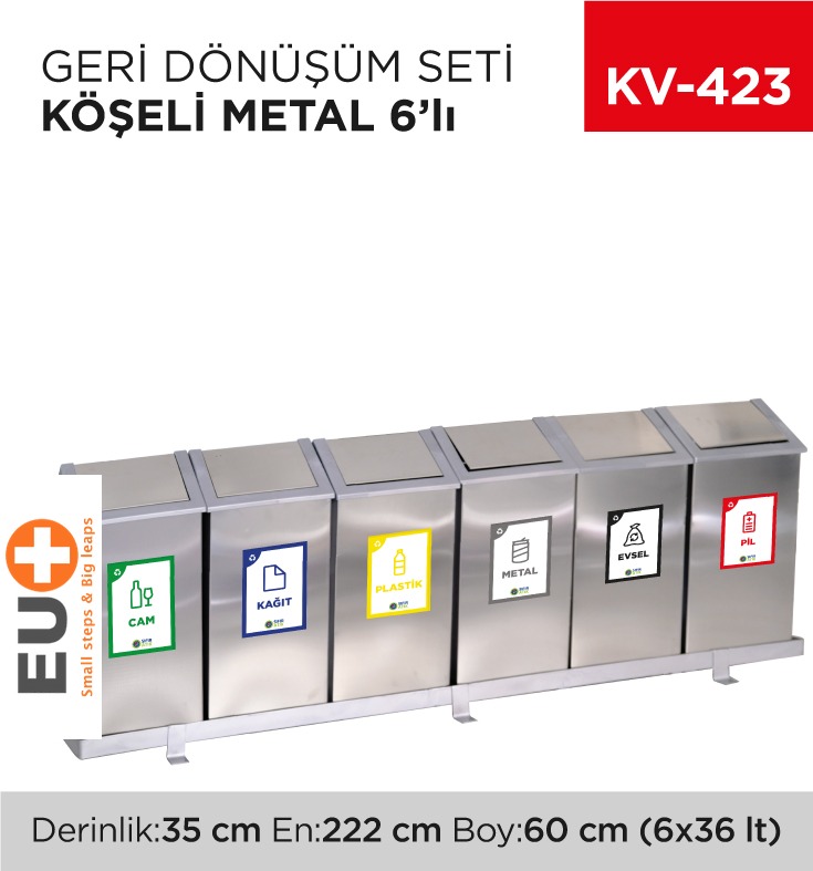 GERİ DÖNÜŞÜM SETİ KÖŞELİ METAL 6LI