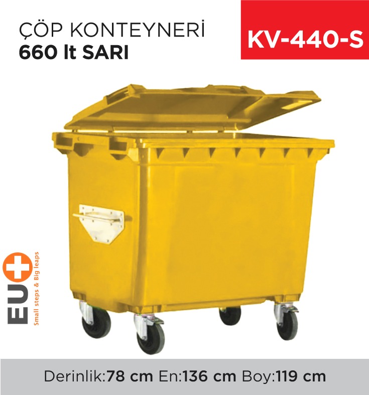 ÇÖP KONTEYNERİ 660 LT SARI