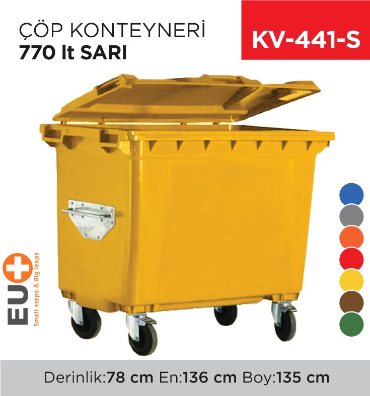ÇÖP KONTEYNERİ 770 LT SARI
