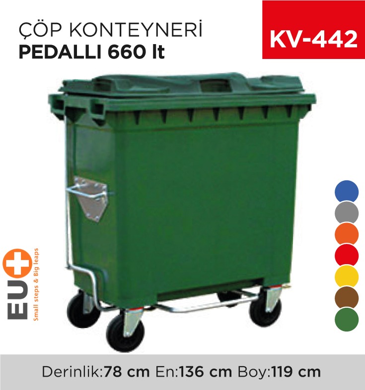 ÇÖP KONTEYNERİ PEDALLI 660 LT