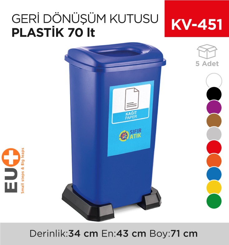 GERİ DÖNÜŞÜM KUTUSU PLASTİK 70 LT (4398)