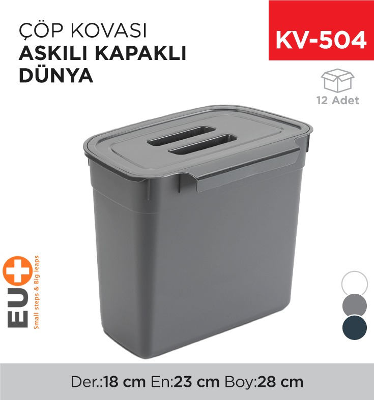 ASKILI KAPAKLI ÇÖP KOVASI DÜNYA (07110)