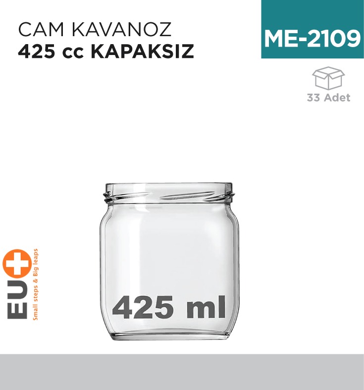 CAM KAVANOZ 425 CC KAPAKSIZ