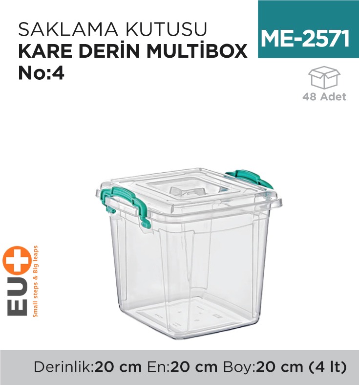 SAKLAMA KUTUSU KARE DERİN M.BOX NO:4 (4 LT) (E-623)