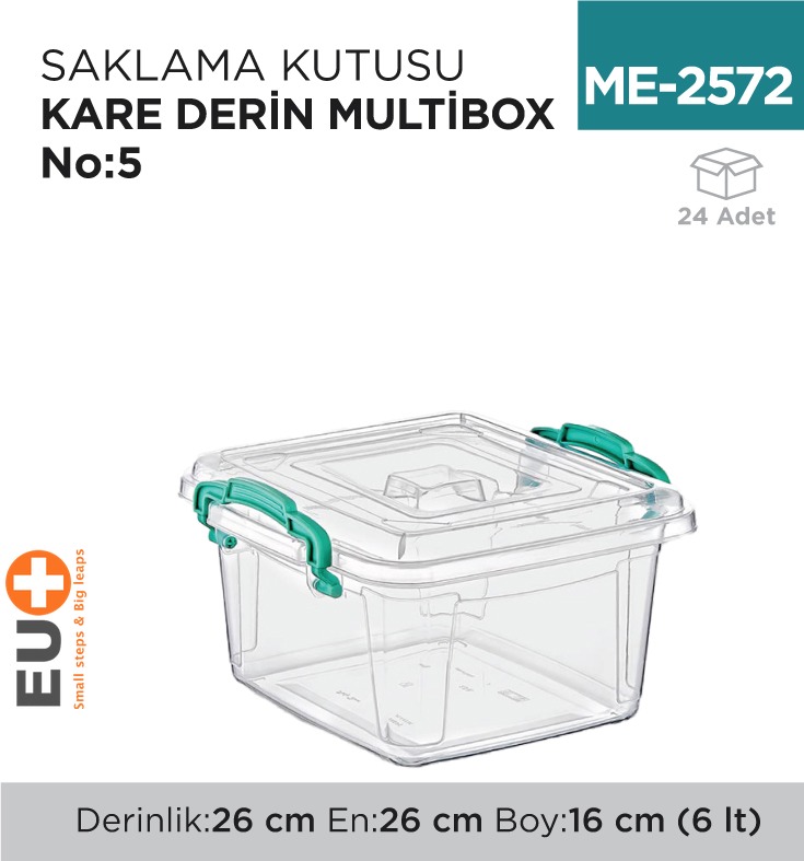 SAKLAMA KUTUSU KARE DERİN M.BOX NO:5 (6 LT) (E-624)