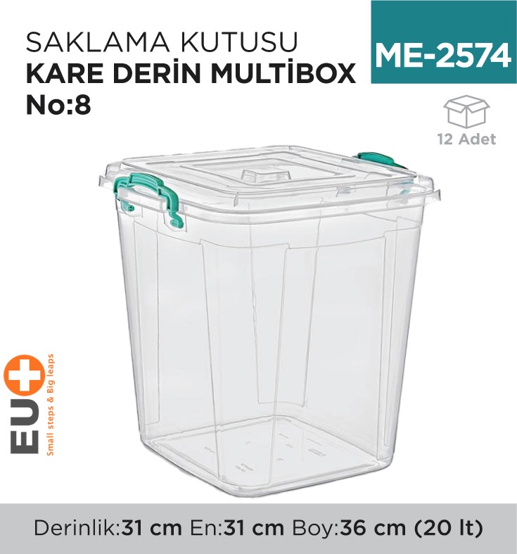 SAKLAMA KUTUSU KARE DERİN M.BOX NO:8 (20 LT) (E-627)
