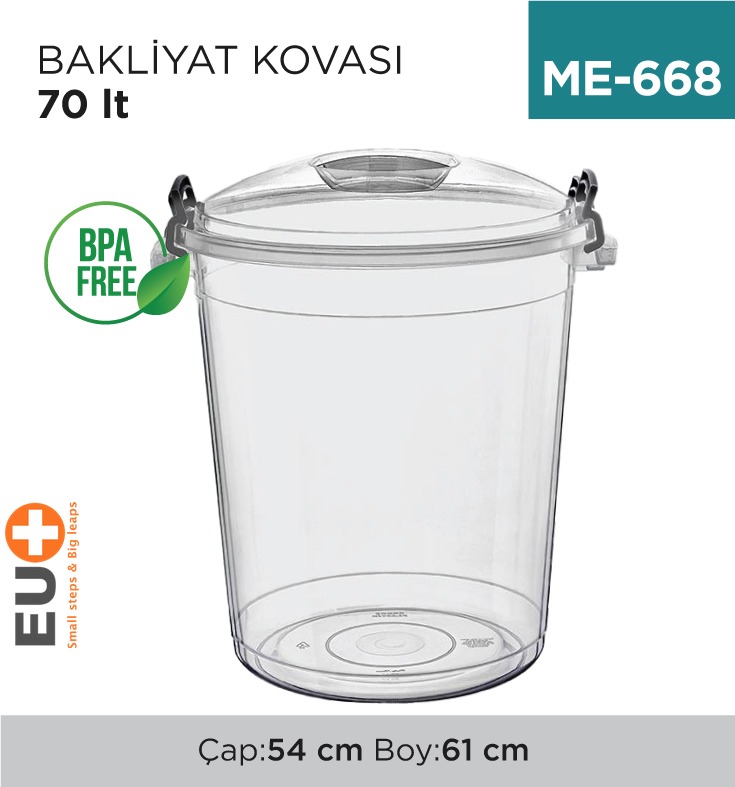 BAKLİYAT KOVASI ŞEFFAF 70 LT (E-583)