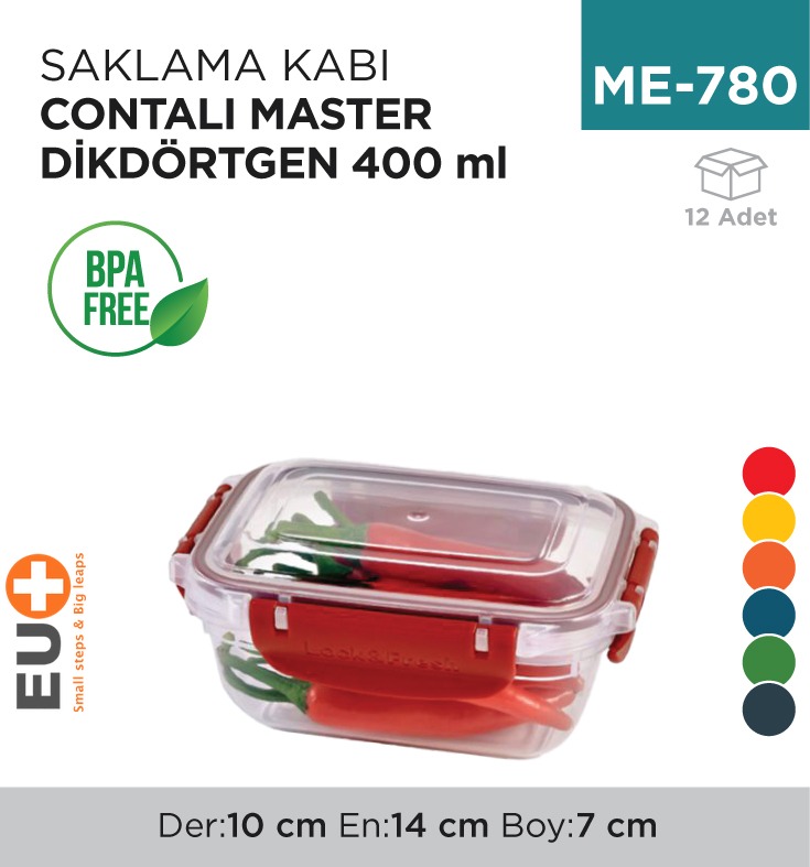 SAKLAMA KABI CONTALI  MASTER DİKDÖRTGEN 400 ML(30811)