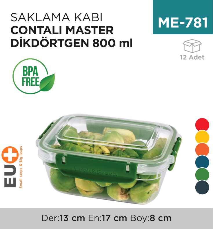 SAKLAMA KABI CONTALI  MASTER DİKDÖRTGEN  800 ML(30812)