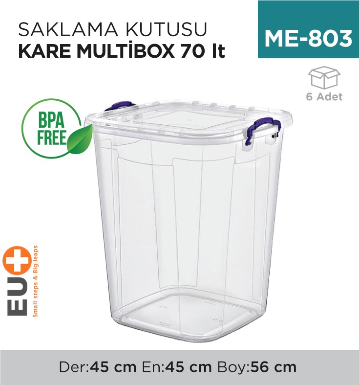 SAKLAMA KUTUSU KARE M.BOX 70 LT ŞEFFAF (E-631)