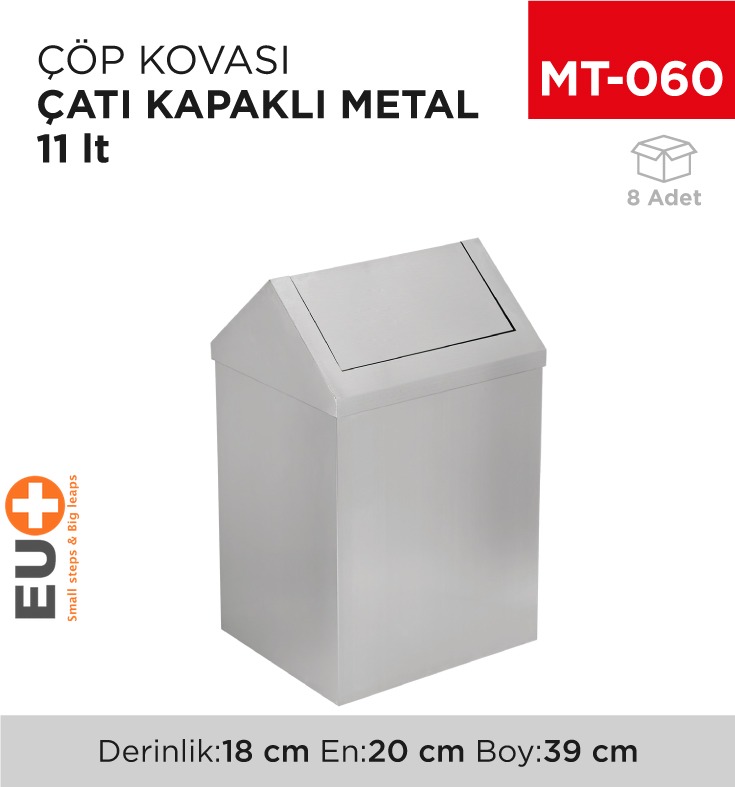 ÇATI KAPAKLI ÇÖP KOVASI METAL 11 LT (1305)
