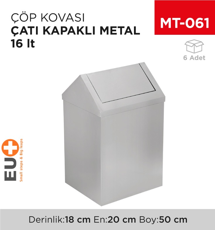 ÇATI KAPAKLI ÇÖP KOVASI METAL 16 LT (1306)
