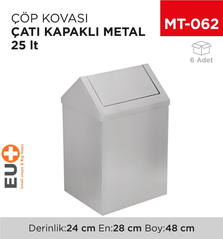 ÇATI KAPAKLI ÇÖP KOVASI METAL 25 LT (1309)
