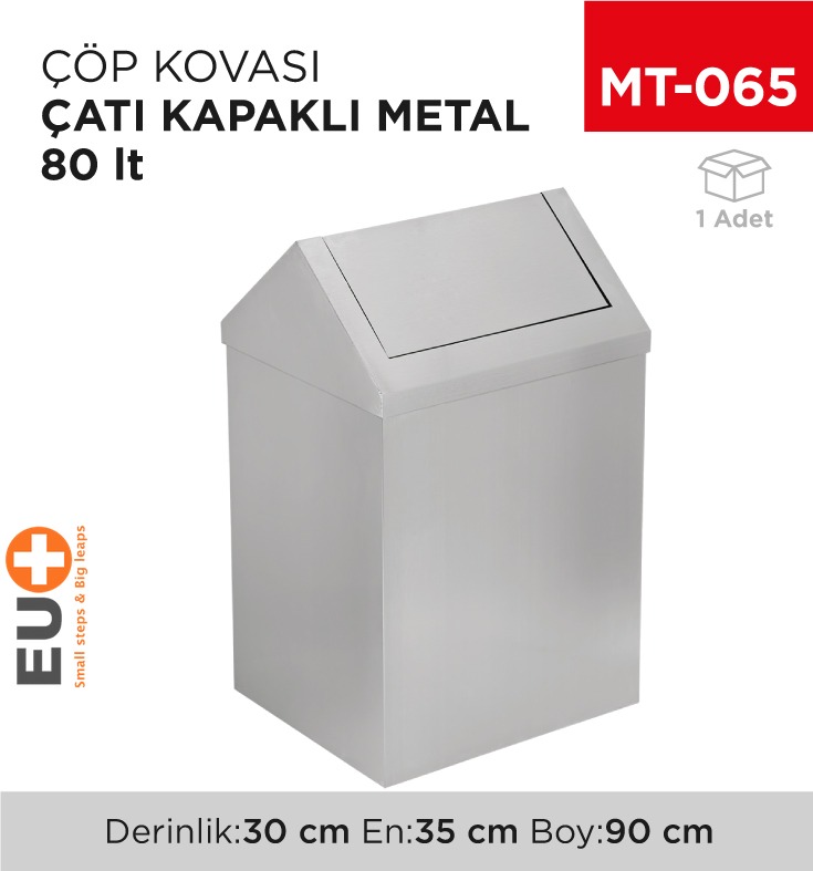 ÇATI KAPAKLI ÇÖP KOVASI METAL 79 LT (1308)