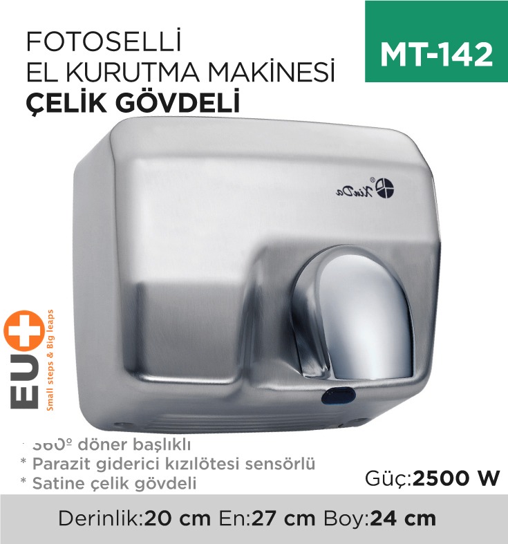 FOTOSELLİ EL KURUTMA MAKİNASI ÇELİK GÖVDELİ 2500 WATT (GSQ250B)