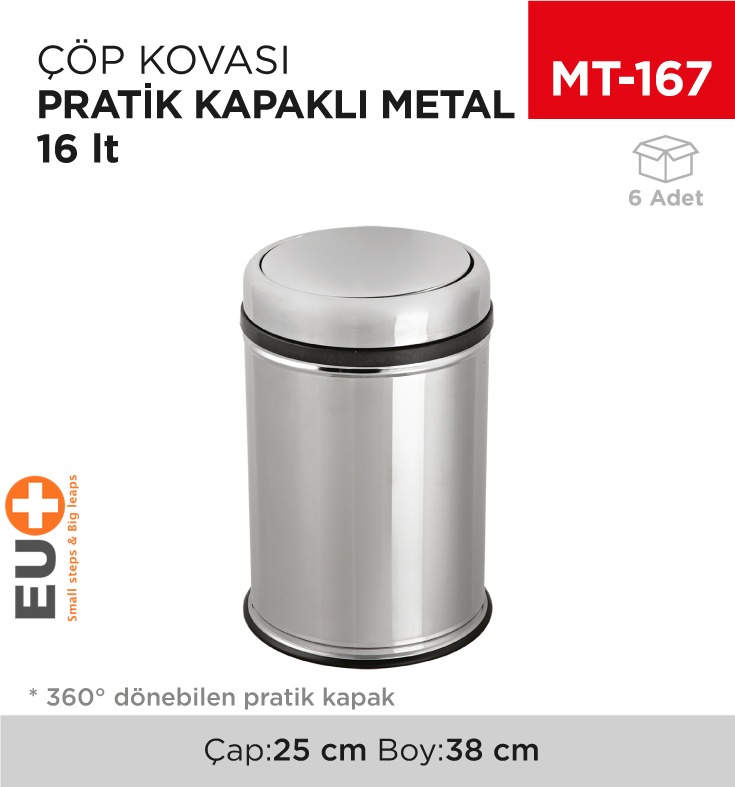 PRATİK KAPAKLI ÇÖP KOVASI METAL 16 LT (803)