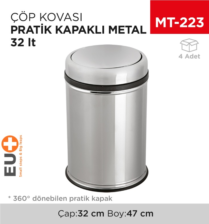 PRATİK KAPAKLI ÇÖP KOVASI METAL 32 LT (806)
