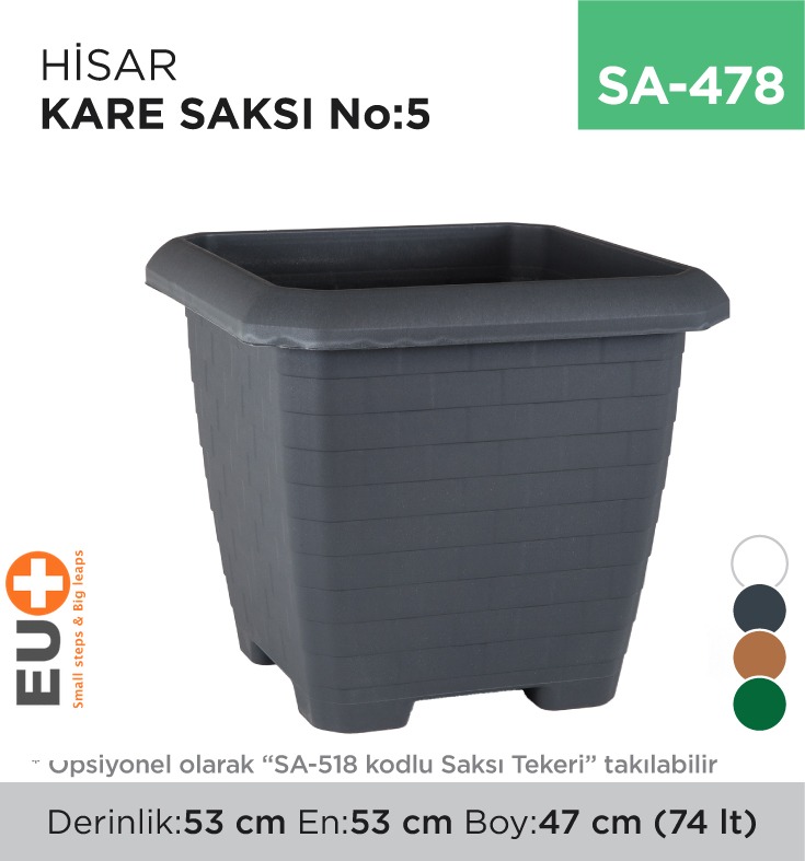 HİSAR KARE SAKSI NO:5 TABAKSIZ (74 LT) (HK05)