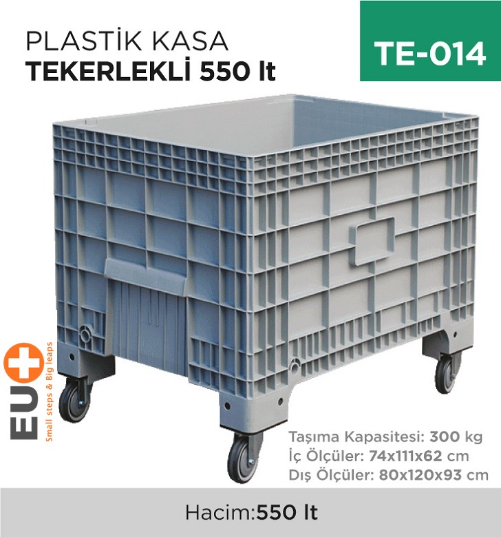 PLASTİK KASA TEKERLEKLİ 550 LT