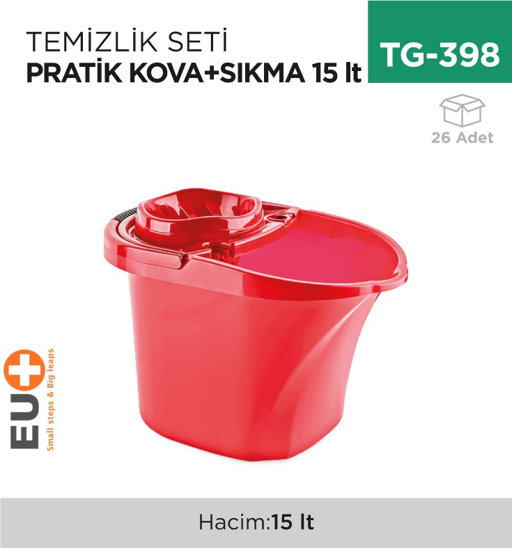 TEMİZLİK SETİ PRATİK KOVA+KEP 15 LT.(TP-131)