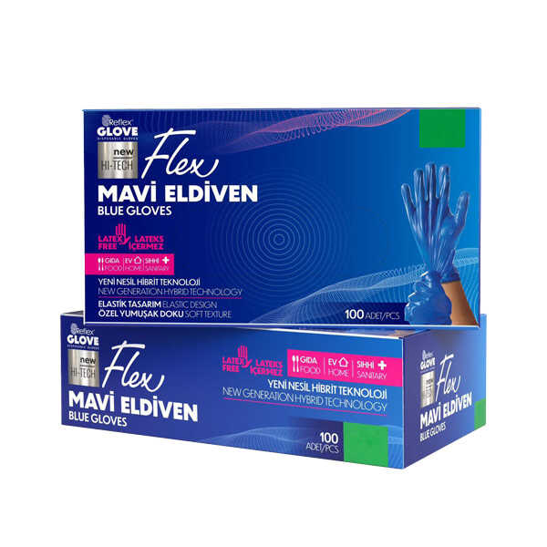 Reflex Flex Pudrasız Eldiven Mavi Medium