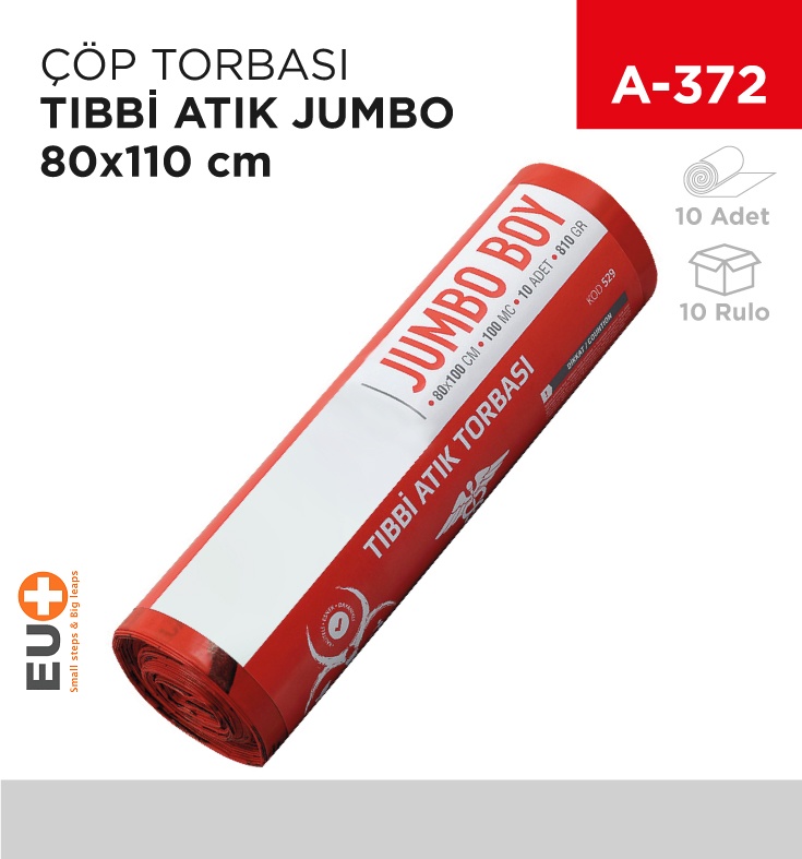 Çöp Torbası Tıbbi Atık Rulo Jumbo 80*110 Cm (10'Lu) (810Gr) - Koli:10 Adet