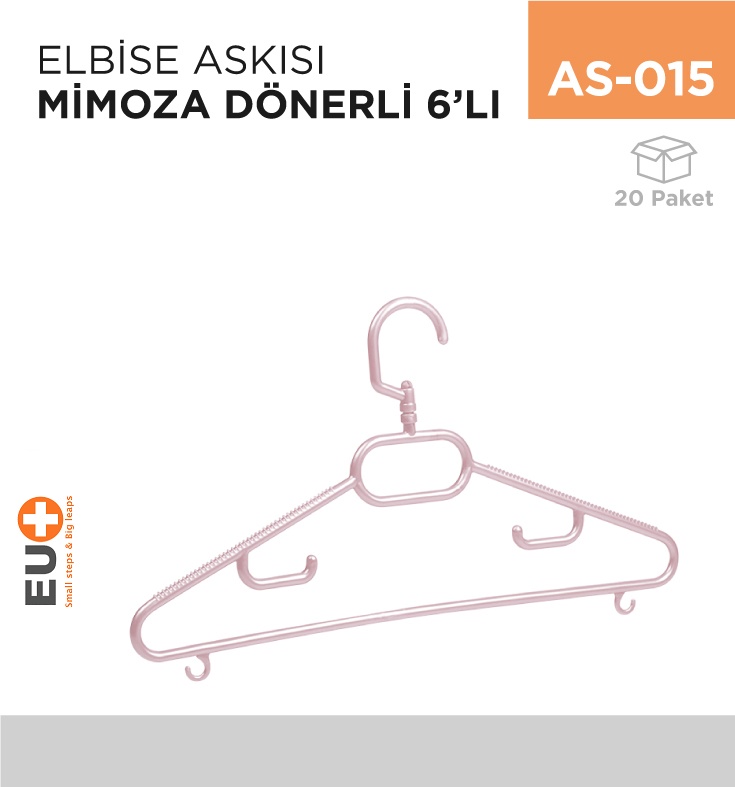 Elbise Askısı Mimoza Dönerli 6'Lı (Tp 143) - Koli:20 Adet