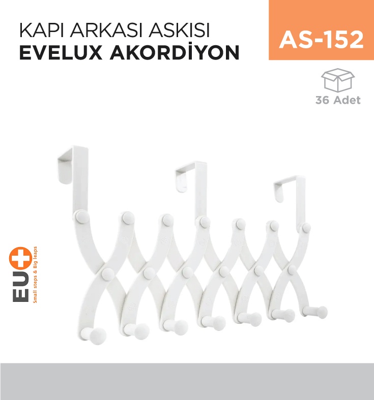Kapı Arkası Askısı Evelux Akordiyon (Evl24007) - Koli:36 Adet