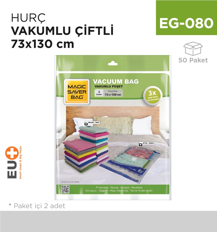 Hurç Vakumlu 2'Li 73 Cm*130 Cm (Jumbo)