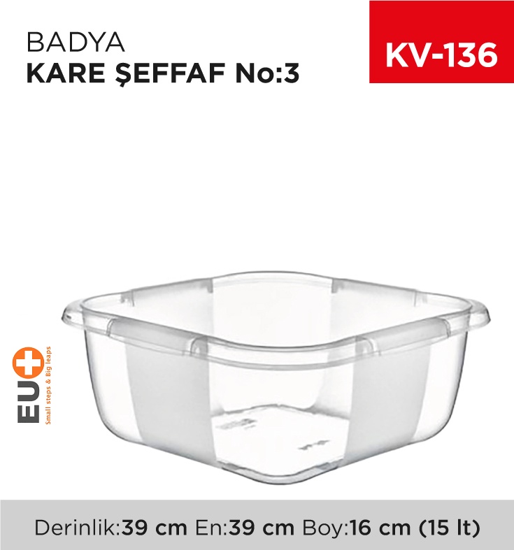 Badya Kare Şeffaf No:4 (15 Lt) (E-167) - Koli:24 Adet