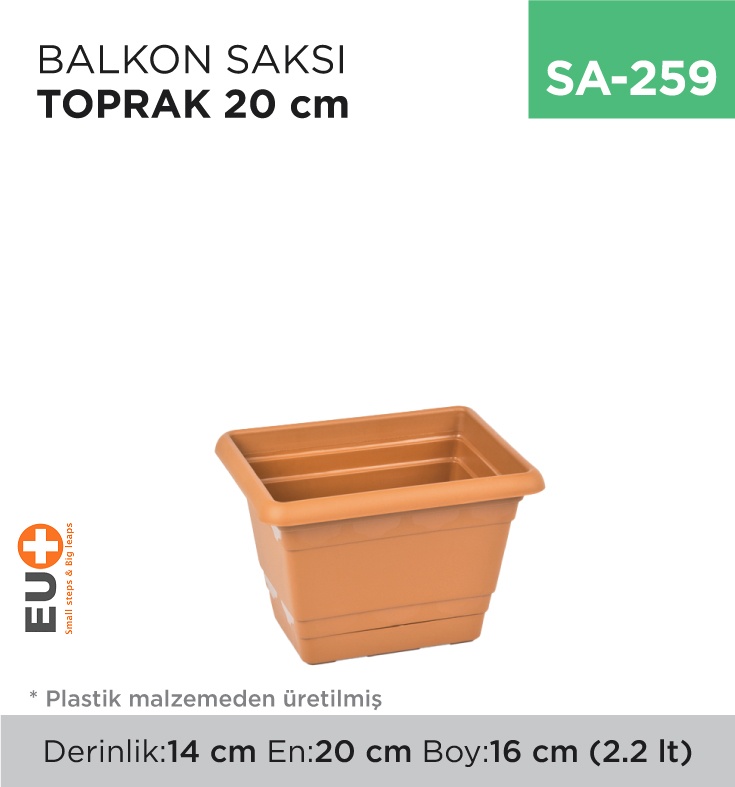 Balkon Saksı Toprak 20 Cm (Tb-500) - Koli:1 Adet