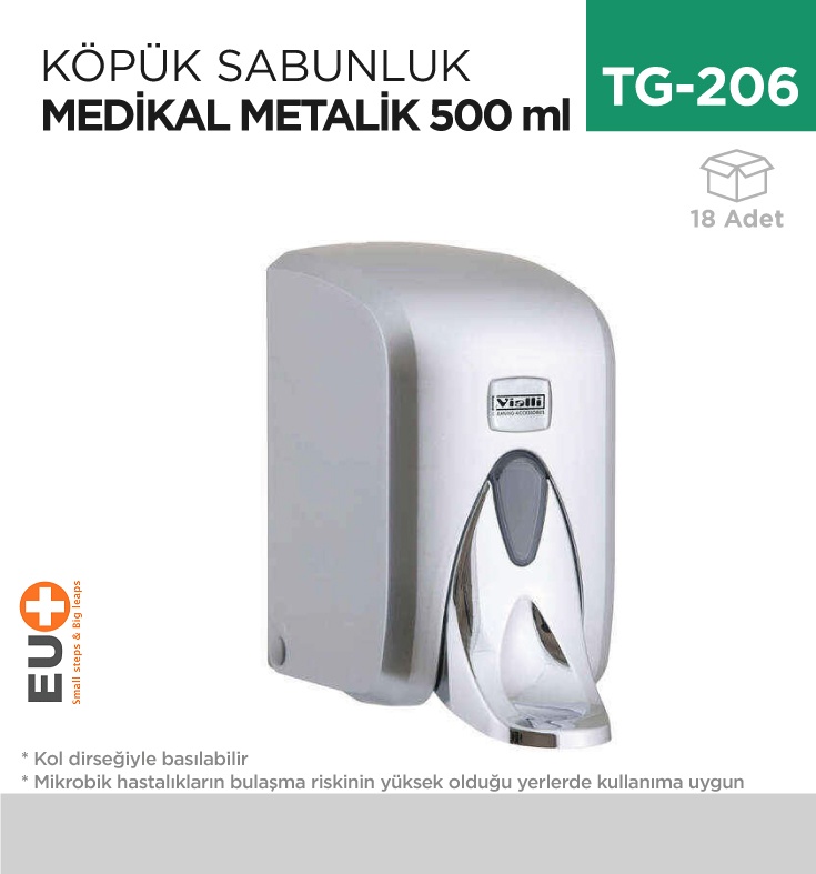 +Köpük Sabunluk Medikal M.Gri 500 Ml (F5Mc) - Koli:18 Adet