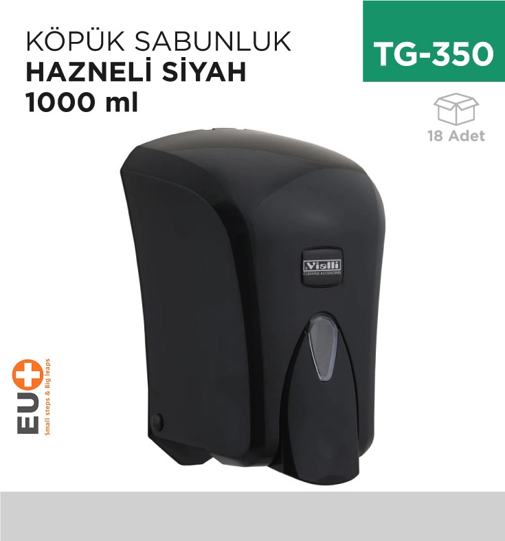 Köpük Sabunluk Hazneli Siyah 1000 Ml (F6B) - Koli:18 Adet