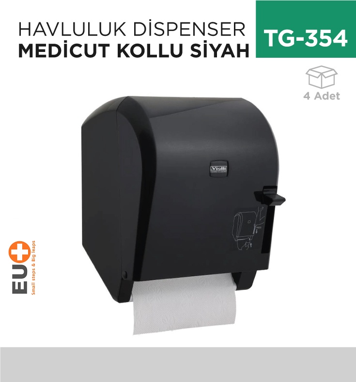 Havluluk Dispenser Medicut Kollu Siyah (K8B) - Koli:4 Adet