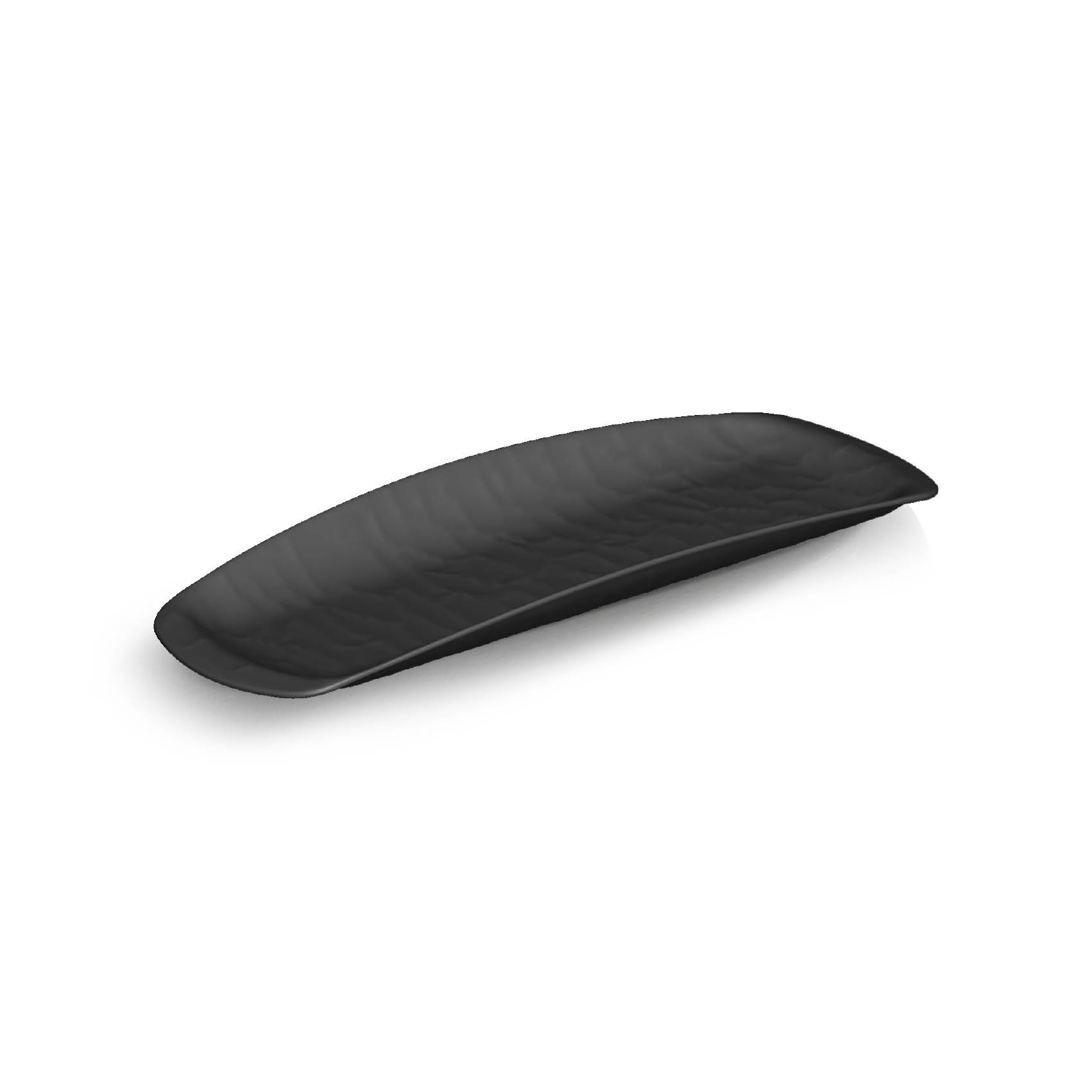Özgül MELAMİN Porelin Kayık Tabak 8.5*21 Cm Siyah Rolyefli  Tr382 - MELAMİN