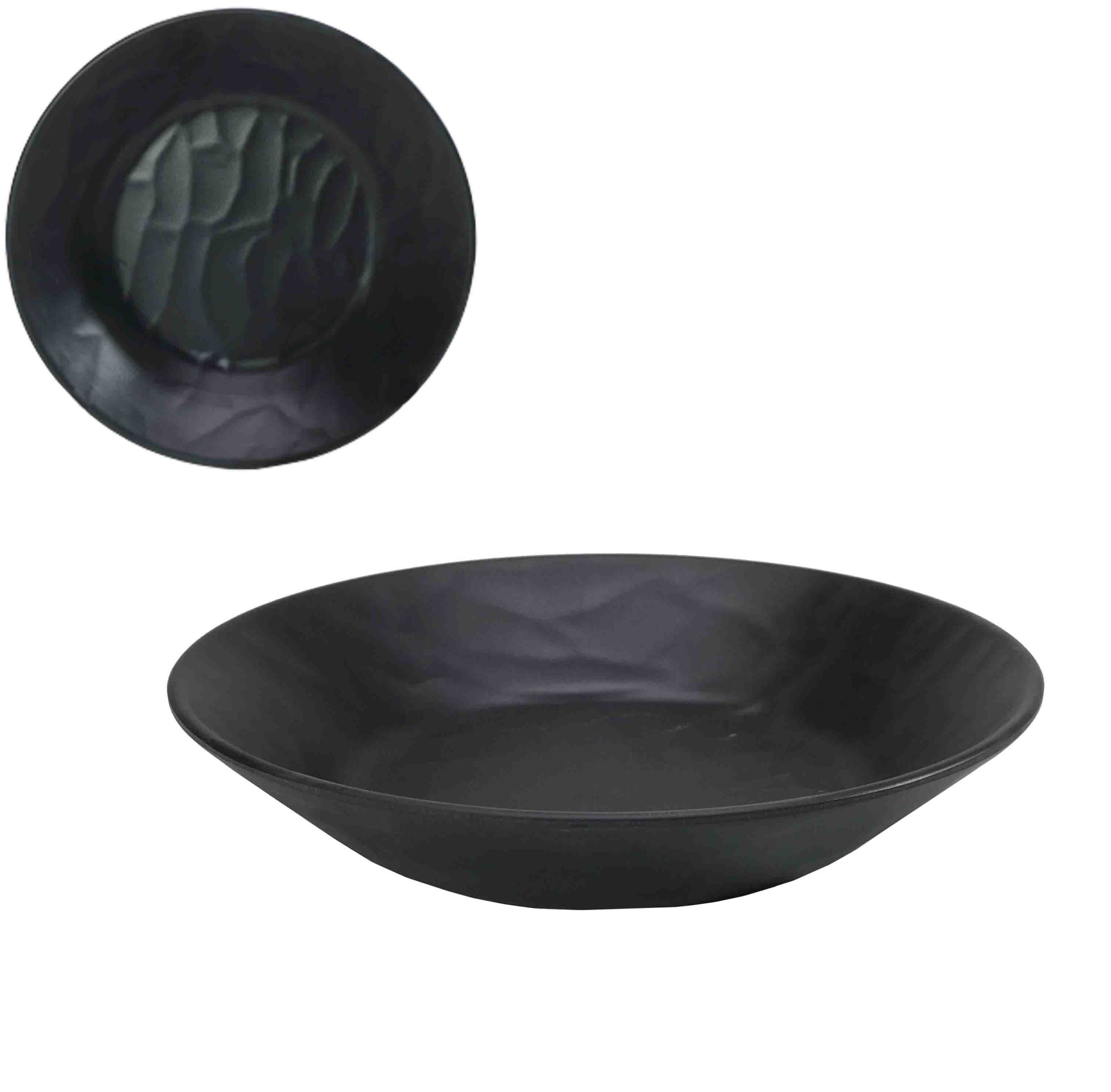 Özgül MELAMİN Porelin Çukur Tabak 21 Cm Siyah Rölyefli Tr394