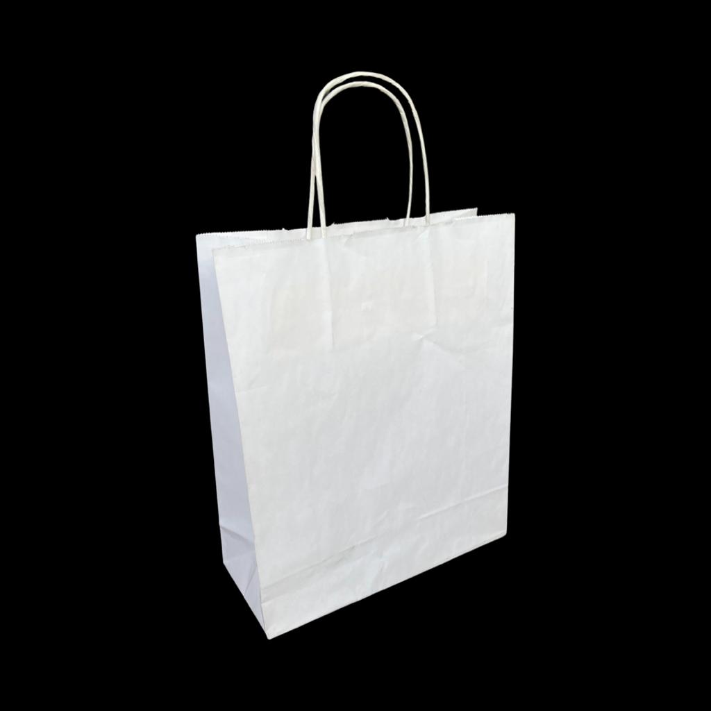 36x25x38 Beyaz Kraft Büklüm Saplı Çanta - guzeltedarik.com